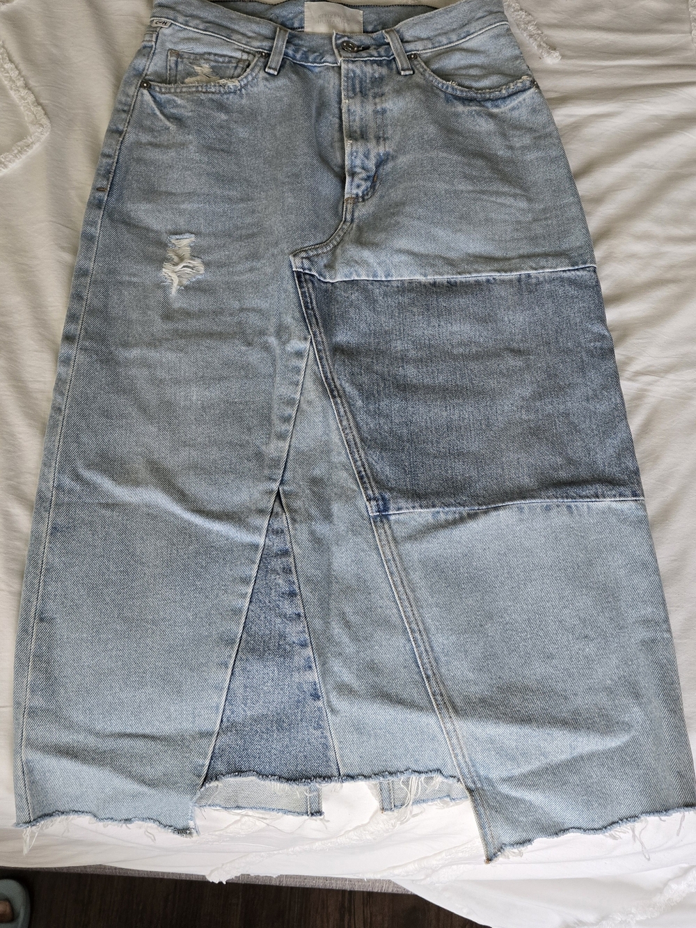 Citizens Of Humanity Light Blue Patchwork Denim Maxi Skirt